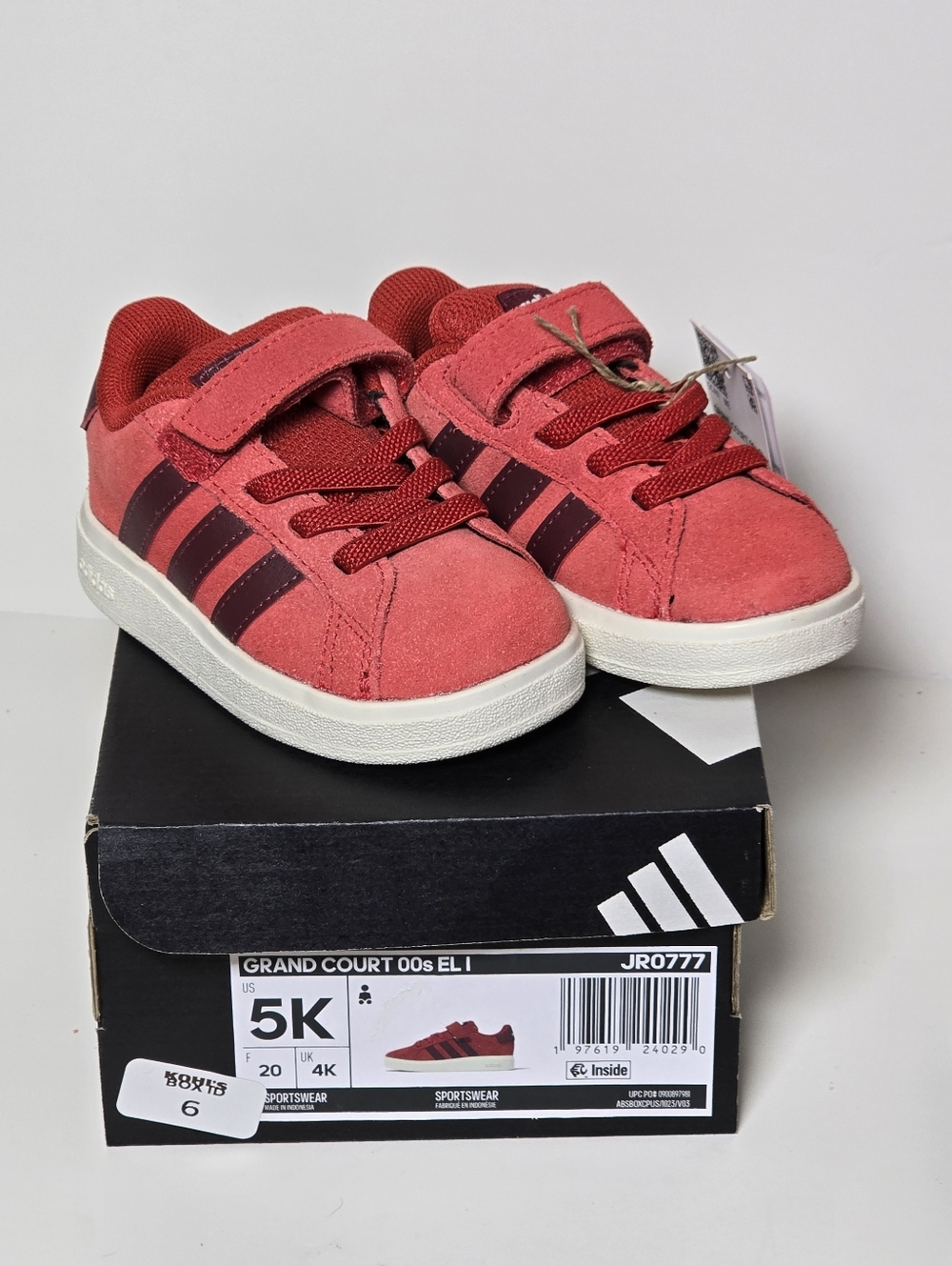 Adidas Grand Court 00s EL I Toddler Red Sneakers Size 5K Nwt - Picture 3 of 8